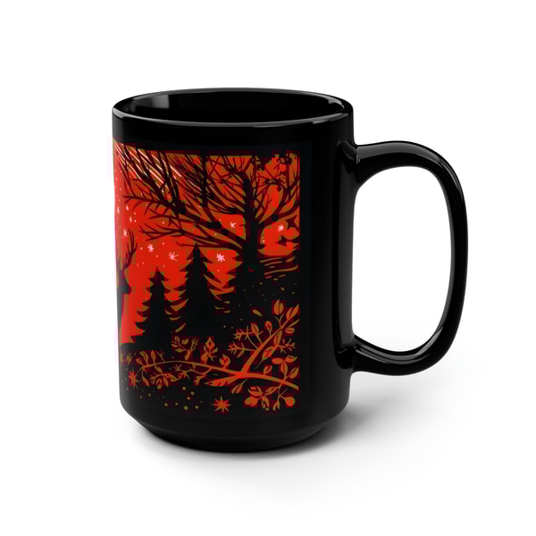 Vintage Christmas Mug, 15oz Christmas Big Mug, Christmas Gift Coffee mug, Linocut style Mug, Christmas lover gift idea, Christmas Gift - 3.jpg