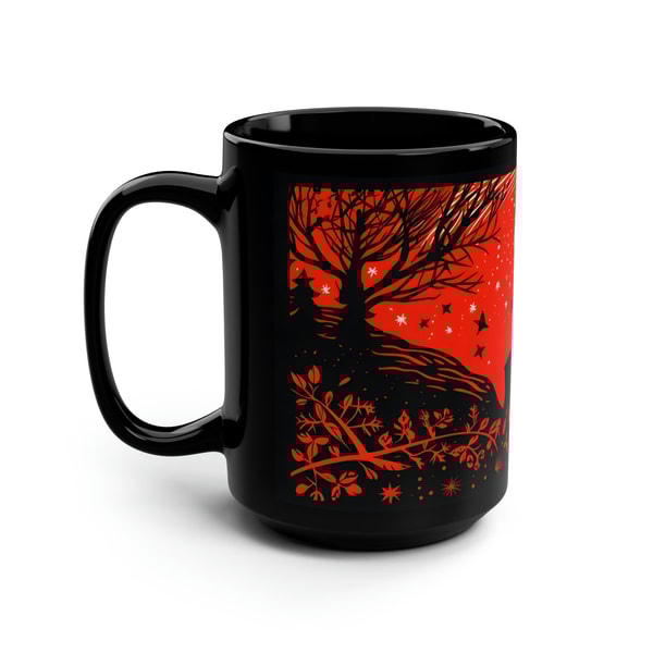 Vintage Christmas Mug, 15oz Christmas Big Mug, Christmas Gift Coffee mug, Linocut style Mug, Christmas lover gift idea, Christmas Gift - 5.jpg