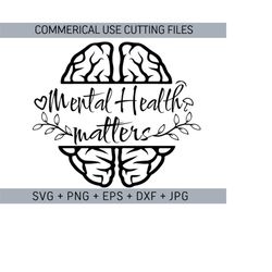 mental health matters svg, mental health awareness svg, positive svg, inspirational svg, motivational svg, self love, cut files for cricut