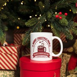 personalized christmas gift for mom and dad, custom hot cocoa mug with name or family name