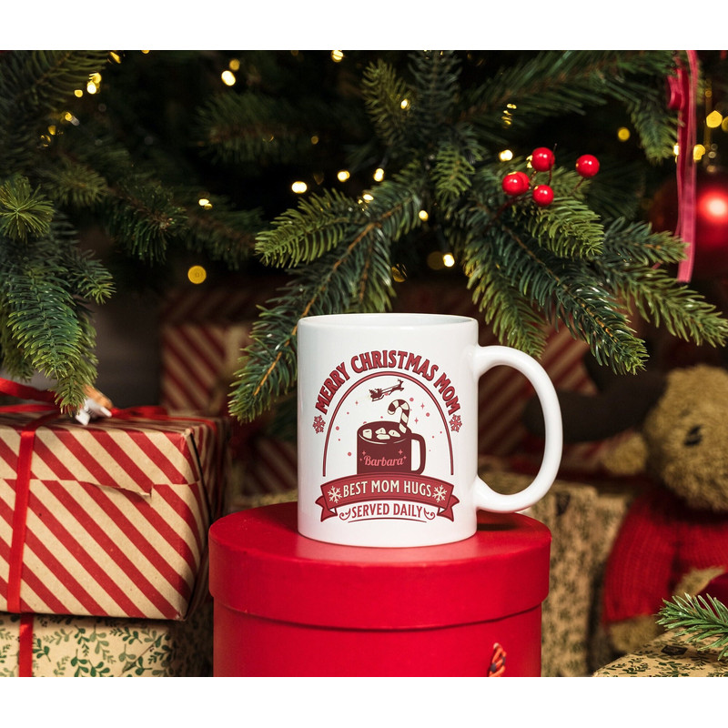 Personalized Christmas Gift for Mom and Dad, Custom Hot Cocoa Mug with Name or Family Name, First Christmas as Mom and Dad - 1.jpg
