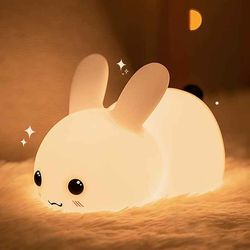 Perfect Gift Jade bunny Sleeping lamp light up silicone animal night light(US Customers)