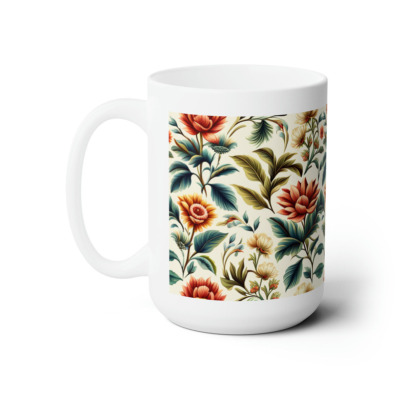 Botanical Bliss Coffee Cup - Extra Large 15oz Ceramic Mug with Unique Floral Design - 3.jpg