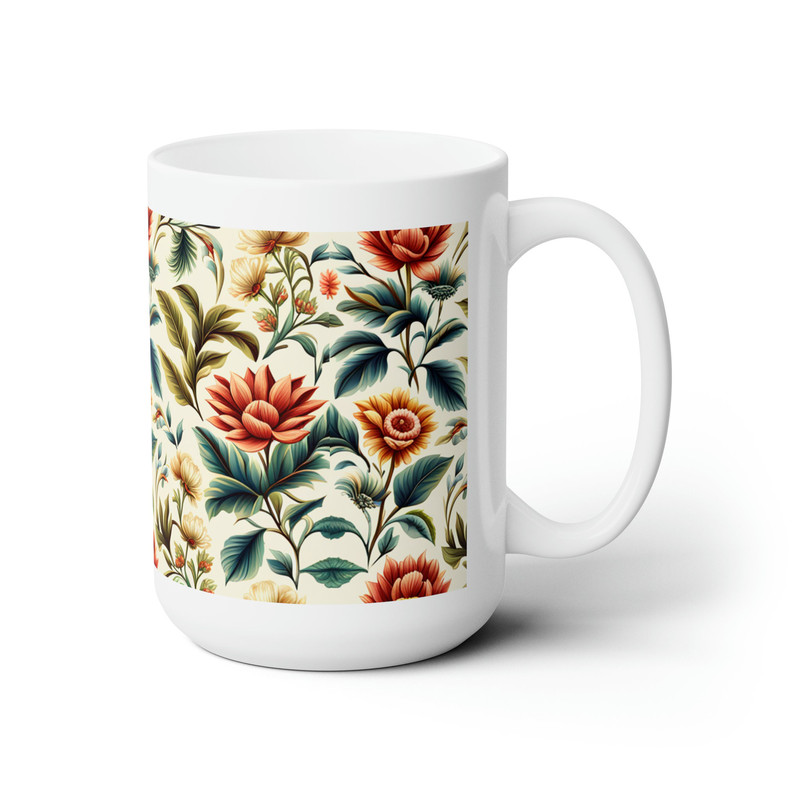 Botanical Bliss Coffee Cup - Extra Large 15oz Ceramic Mug with Unique Floral Design - 4.jpg
