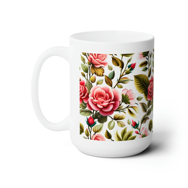 Charming Garden Bloom Mug - Extra-large 15oz Ceramic Tea or Coffee Cup with Unique Floral Design - 3.jpg