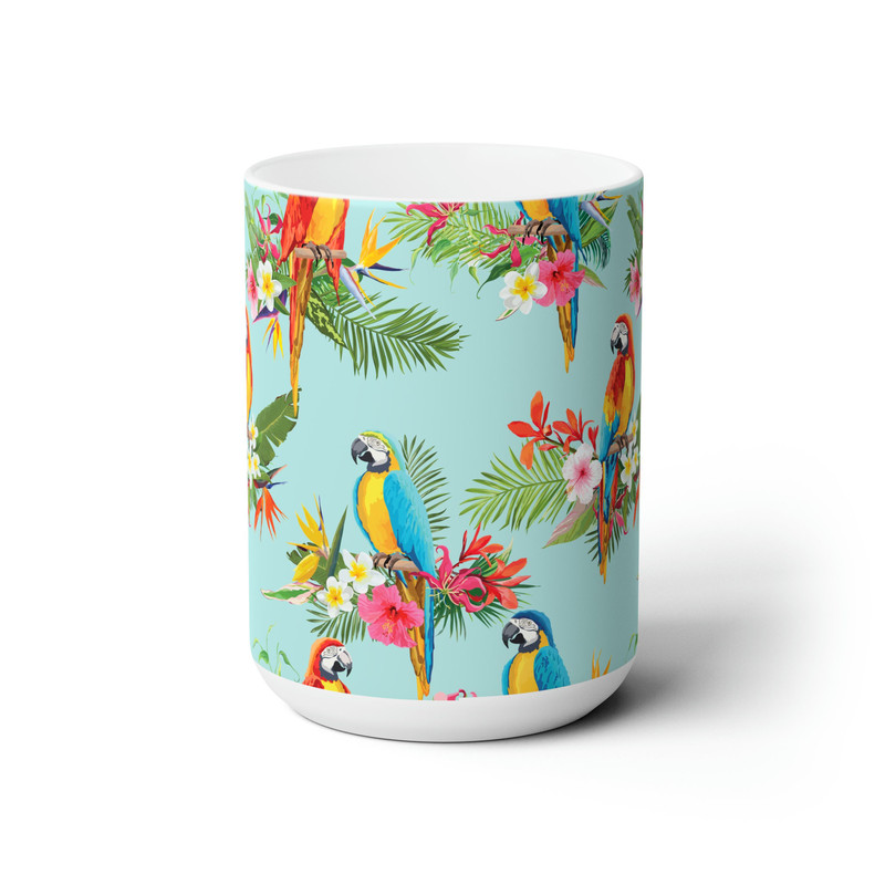 Tropical Parrot Paradise Mug - Exotic Sips Await Extra-Large 15 oz mug - 2.jpg