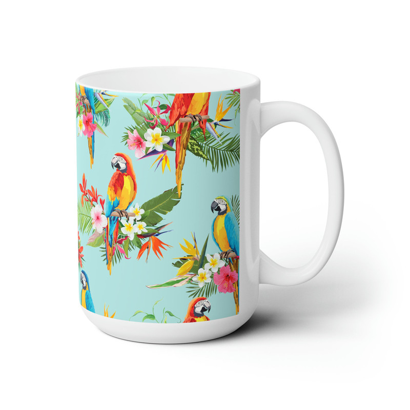 Tropical Parrot Paradise Mug - Exotic Sips Await Extra-Large 15 oz mug - 4.jpg