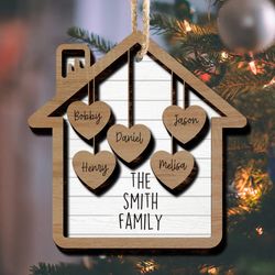 personalized family christmas ornament 2023, family member with name, family member christmas wood layers ornaments