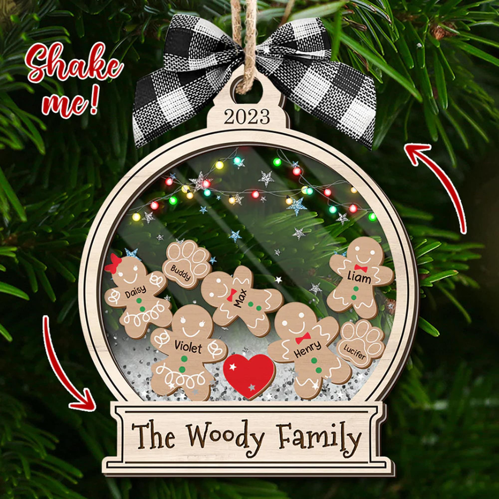 Personalized Gingerbread Family Ornament 2023, 4D Customized Cookie Ornament Gift for Christmas, Custom Family Ornament, Family Gift Tag - 1.jpg
