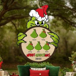 personalized grinch ornament, custom name grinchmas wood layers ornament, merry grinchmas 2023 ornaments