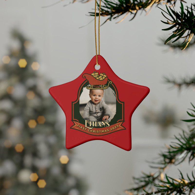 RED Personalized Baby First Christmas Ornaments with Baby Photo, Custom Name Gift, Custom Family photo, Personalized Christmas Ornaments - 3.jpg