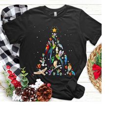 birds christmas tree shirt , cute hummingbird christmas t shirt, christmas hummingbird sweatshirt, bird lovers gifts, hu