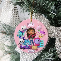 custom gabby dollhouse ornament, personalized gabby ornament, 2023 christmas ornament