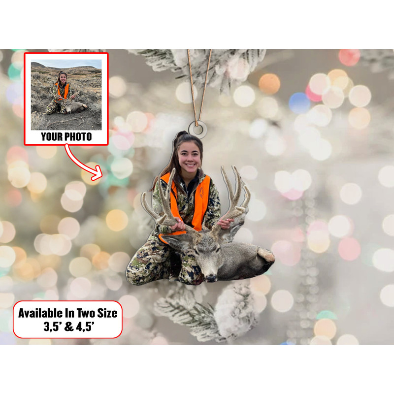 Custom Photo Hunting Ornament, Hunting Ornament, Gift for Deer Hunting Lovers, Hunter Christmas Ornament, Custom Photo Ornament, Hunter Gift - 1.jpg