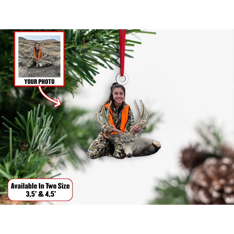 Custom Photo Hunting Ornament, Hunting Ornament, Gift for Deer Hunting Lovers, Hunter Christmas Ornament, Custom Photo Ornament, Hunter Gift - 3.jpg