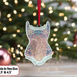 eras sparkle bodysuit ornament shape, swiftie acrylic ornament, ts christmas ornament