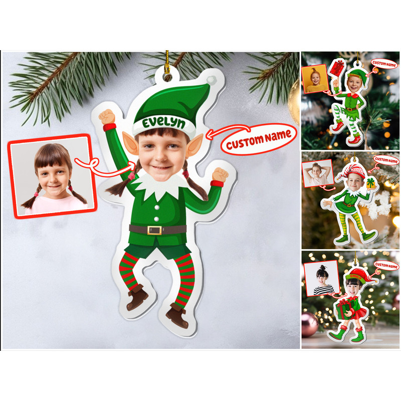 Personalized Cute Baby Elf Ornament, Custom Photo Ornament, Baby Elf Christmas Ornament, First Christmas Ornament, Kids Ornament - 3.jpg