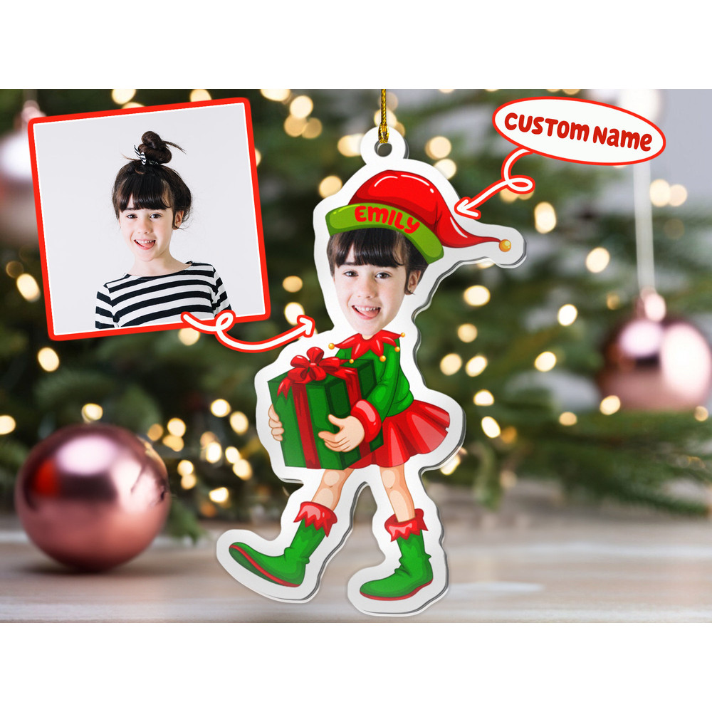 Personalized Cute Baby Elf Ornament, Custom Photo Ornament, Baby Elf Christmas Ornament, First Christmas Ornament, Kids Ornament - 4.jpg