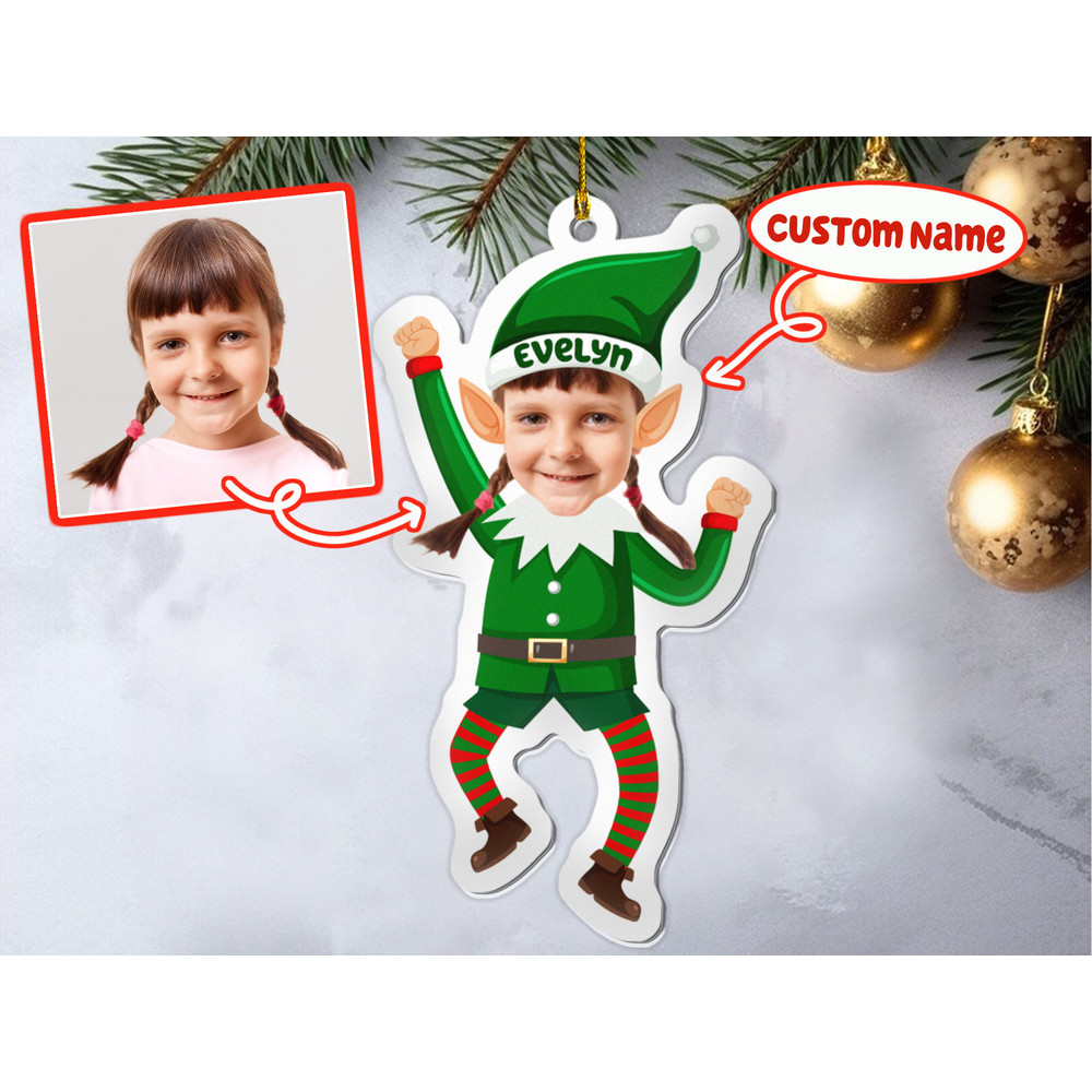 Personalized Cute Baby Elf Ornament, Custom Photo Ornament, Baby Elf Christmas Ornament, First Christmas Ornament, Kids Ornament - 1.jpg