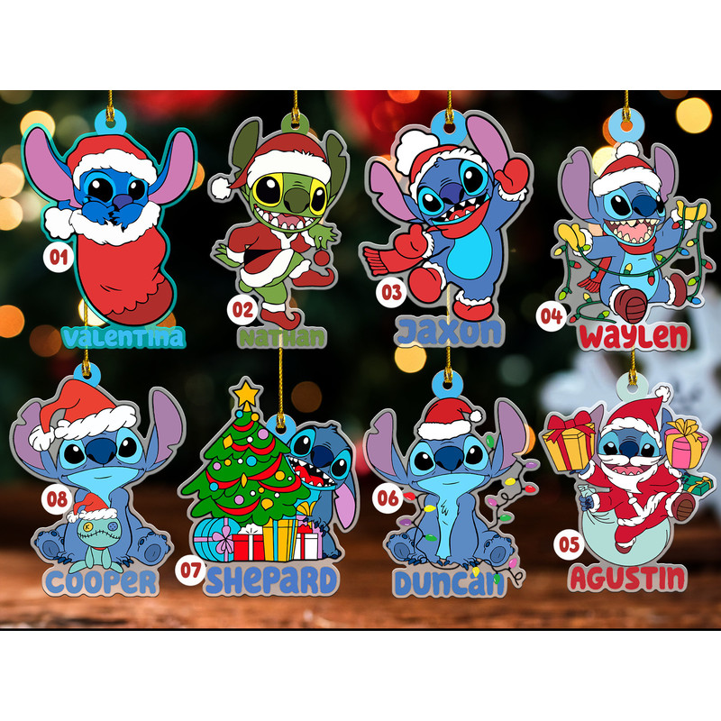 Personalized Disney Stitch Christmas Ornament, Disney Family Christmas Tree Hanging Ornament, Xmas Stitch Gifts, Merry Stitchmas, Xmas Decor - 1.jpg