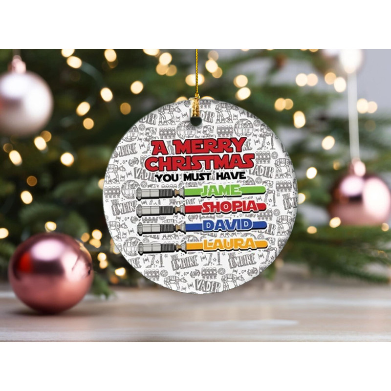 Personalized Light Saber Christmas Ornament, Custom Christmas Family Ornament, Lightsaber ornament, 2023Xmas Ornaments, Merry Christmas gift - 2.jpg