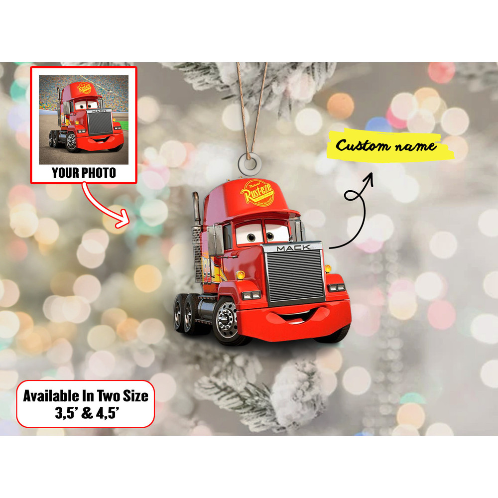 Personalized Mcqueen Car Photo Ornament, Custom Name Ornament Xmas, Funny Christmas Ornament, Gift For Kids Decor, Gift For Tree Decor - 1.jpg