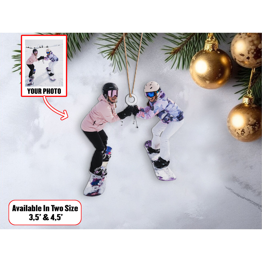 Personalized Skiers Photo Ornament, Christmas Shape Ornament Acrylic, Custom Skiers Christmas Ornament, Gift For Tree Decor, Gift For Friend - 1.jpg