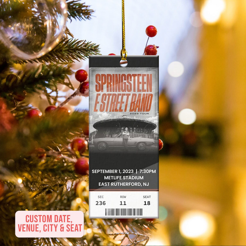 Custom Concert Ornament, Bruce Sprngteen Tour 2023 Ornament, Concert Memorial, Concert Keepsake, Tour Souvenir Gift, Personalized Ticket - 1.jpg