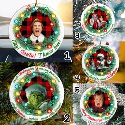christmas movie ornament, grinch ceramic ornament, merry xmas sublimation bundle ornament