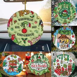 grinch christmas ornaments, grinch gift christmas 2023 tree decor ceramic ornament, xmas tree