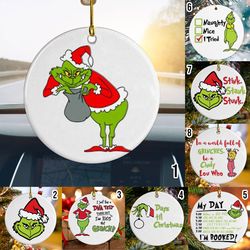 grinch christmas ornaments, grinch gift christmas 2023 tree decor ceramic ornament, xmas tree