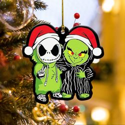 grinch and jck mashup ornament, jck skellngton ornament, grinch ornament