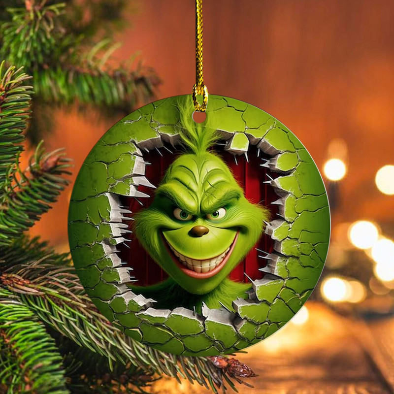 Grnch Ornament, Grnch Christmas Ornament, Break Through Grnch Ornament, The Grnch, Grnchmas Ornament, Christmas Gift, Christmas Decoration - 3.jpg