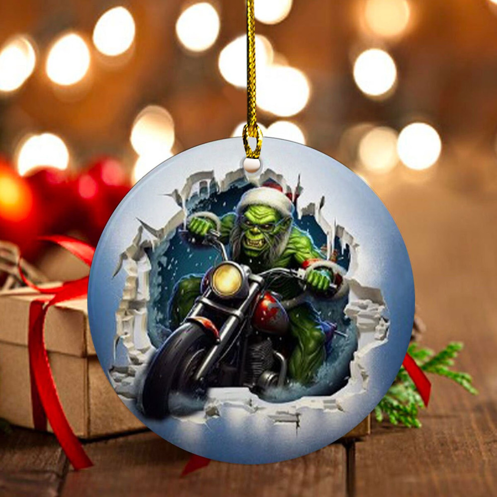 Grnch Ornament, Grnchmas Ornament, Merry Grnchmas Christmas Break Through Ornament, Christmas Movie Ornament, Christmas Tree Decoration - 5.jpg