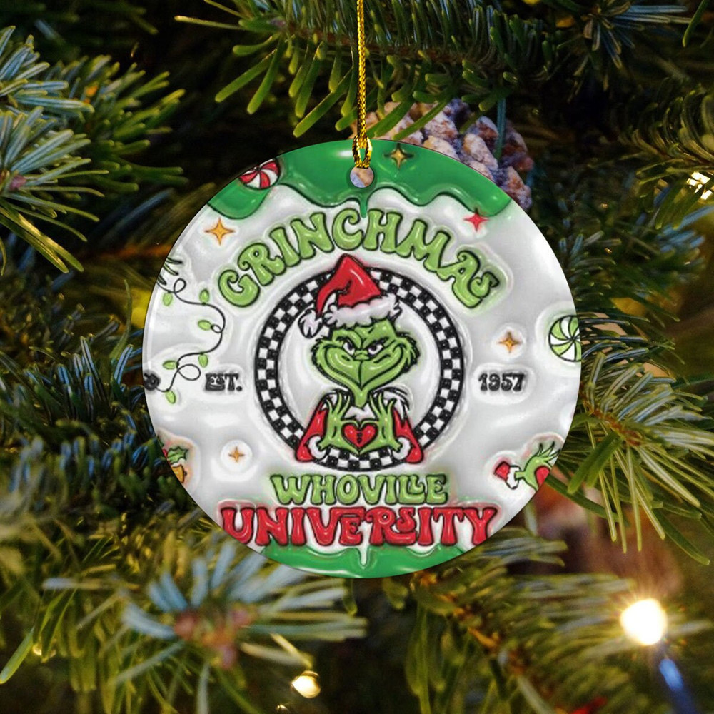 Merry Christmas Grinch Ceramic Ornament, Grinch not 3D Ornament, Grinch Pseudo 3D Ornament, Family Ornament, Christmas Decor 2023 Christmas - 2.jpg