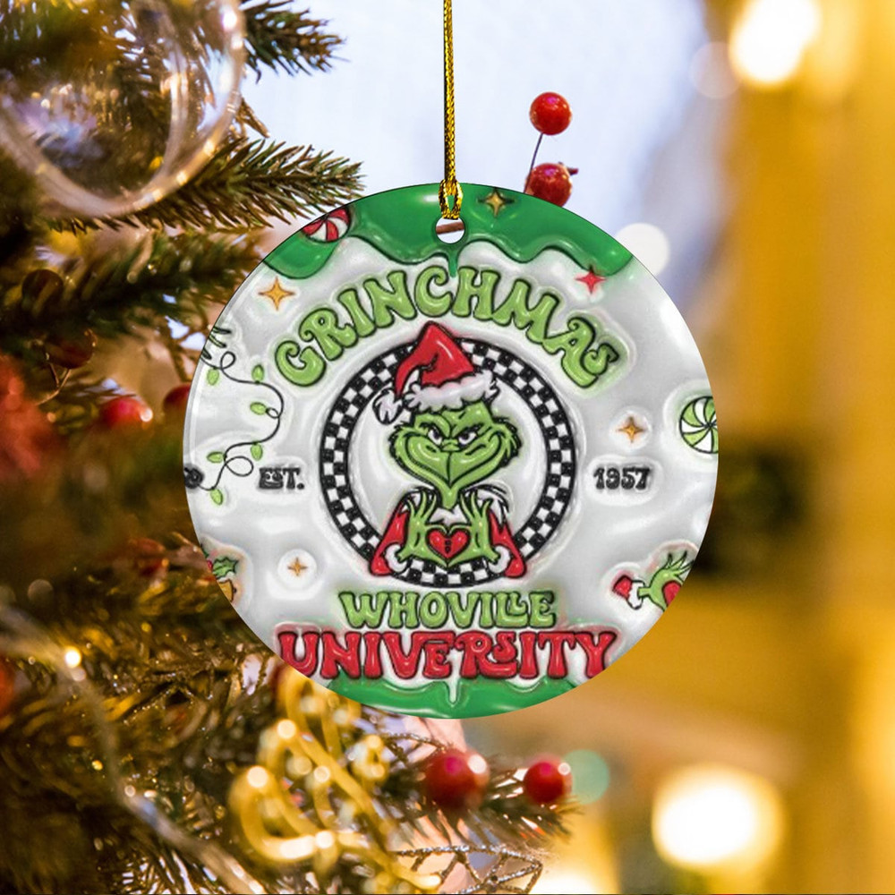 Merry Christmas Grinch Ceramic Ornament, Grinch not 3D Ornament, Grinch Pseudo 3D Ornament, Family Ornament, Christmas Decor 2023 Christmas - 3.jpg