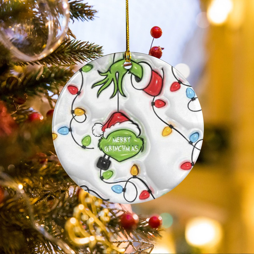 Merry Christmas Grinch Ceramic Ornament, Grinch not 3D Ornament, Grinch Pseudo 3D Ornament, Family Ornament, Christmas Decor 2023 Christmas - 4.jpg