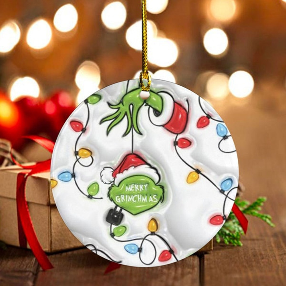 Merry Christmas Grinch Ceramic Ornament, Grinch not 3D Ornament, Grinch Pseudo 3D Ornament, Family Ornament, Christmas Decor 2023 Christmas - 7.jpg