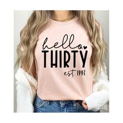 hello thirty svg, png, 30th birthday svg, 30th birthday shirt svg, thirty and fabulous svg, thirty svg, thirty-licious svg, thirty birthday