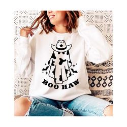 cowboy ghost boo haw svg, png, boo haw svg, funny halloween shirt svg, western ghost svg, cowboy hat svg, halloween cowgirl svg