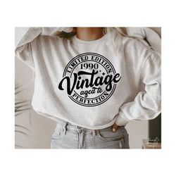 1990 vintage svg, png, 33th birthday svg, birthday vintage 1990 svg, 33 birthday shirt svg, made in 1990 shirt svg, 33 and fabulous svg