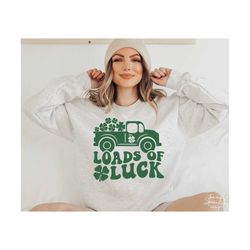 st patricks day svg, png, loads of luck svg, lucky clover svg, st patricks day truck svg, vintage truck svg, shamrock svg, st patrick shirt