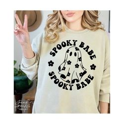 spooky babe svg, png, halloween shirt svg, halloween svg, cute ghost svg, daisy ghost svg, ghost girl svg, spooky shirt svg, floral ghost