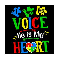i am voice he is my heart autism svg, trending svg, autism svg, puzzle svg, voice svg, heart svg, autism awareness svg,