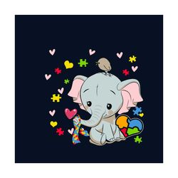 cute elephant autism awareness day puzzle heart svg, autism svg, autism awareness svg, awareness svg, autism elephant sv