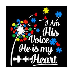 i am his voice he is my heart svg, autism svg, awareness svg, autism awareness svg, voice svg, heart svg, autism mom svg