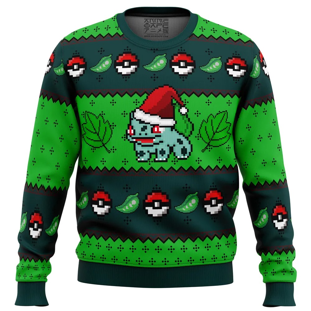 Pokemon Bulbasaur All Over Print Hoodie 3D Zip Hoodie 3D Ugly Christmas Sweater 3D Fleece Hoodie