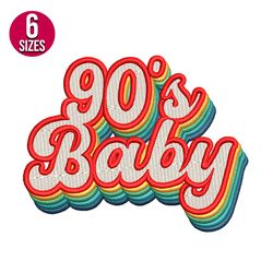 90's Baby retro embroidery design, Machine embroidery pattern, Instant Download