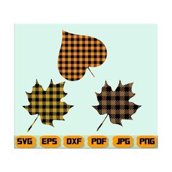 fall leaves svg - autumn leaves svg - buffalo plaid fall svg - buffalo fall svg - buffalo plaid leaves svg - leaf svg - fall cut file - png