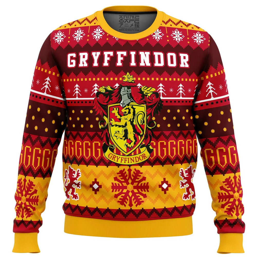 Harry Potter Gryffindor House All Over Print Hoodie 3D Zip Hoodie 3D Ugly Christmas Sweater 3D Fleece Hoodie